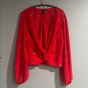 Woman’s Wild Fable Red Floral Top Medium